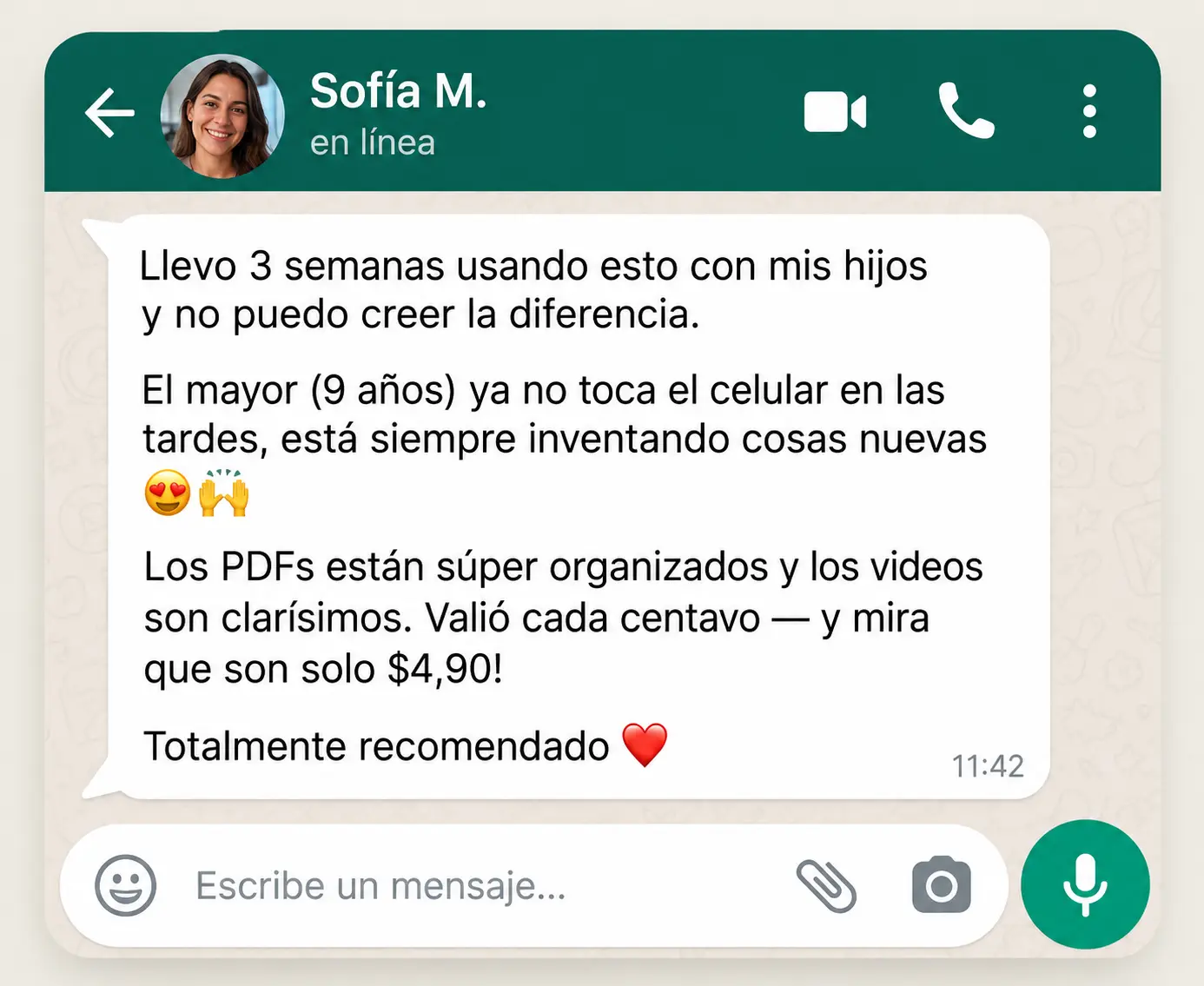 Depoimento de cliente sobre Mi Cuaderno Preescolar